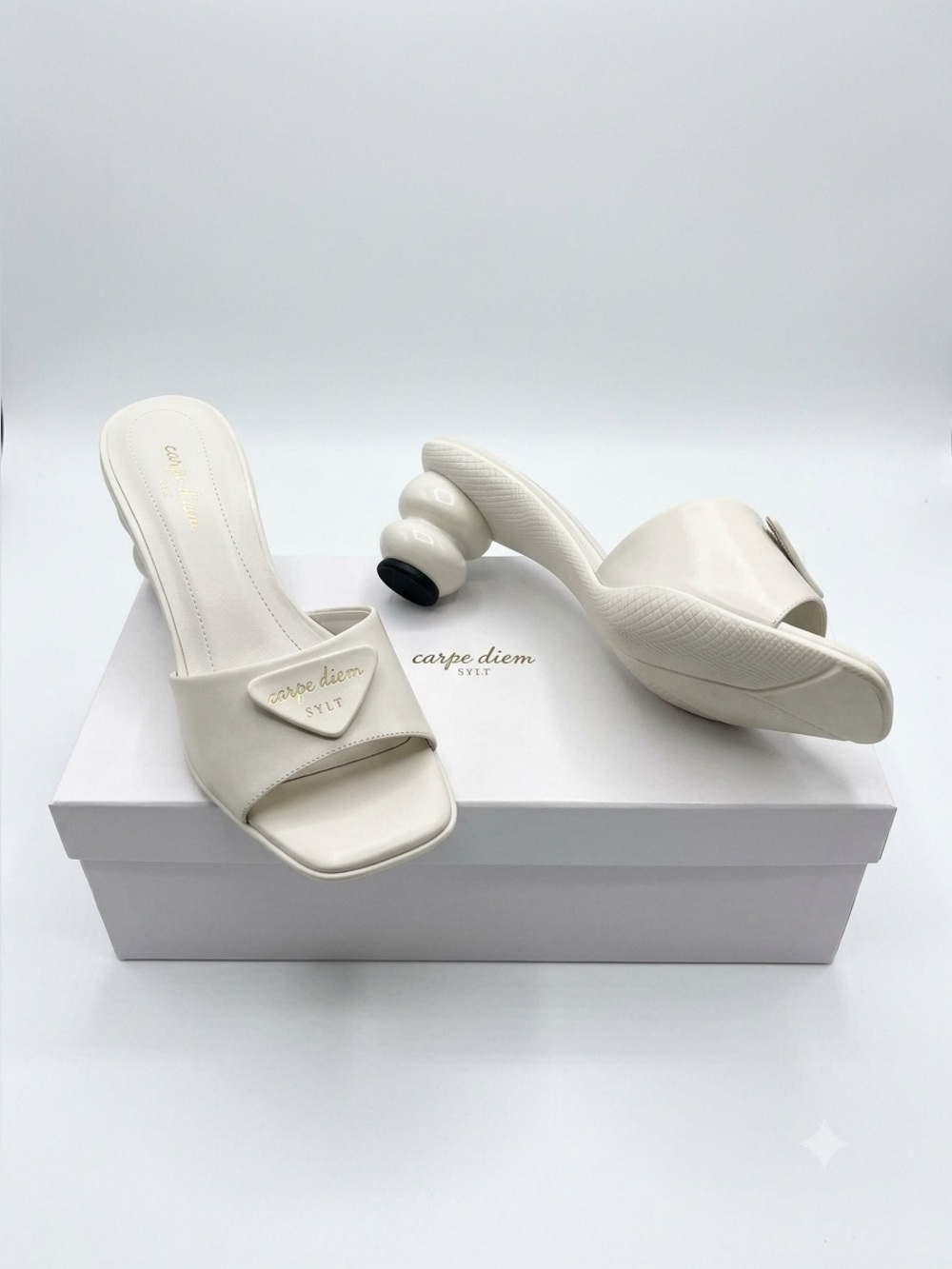 Carpe Diem Sylt / Geometric Bubble Heel Leather Mules - Size 36/5.5-6 - Turkey